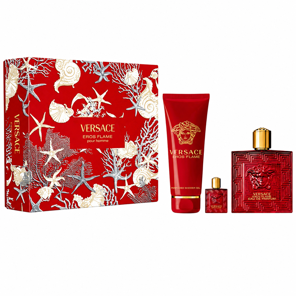 Versace Men's Eros Flame 3pcs EDP Gift Set Fragrances